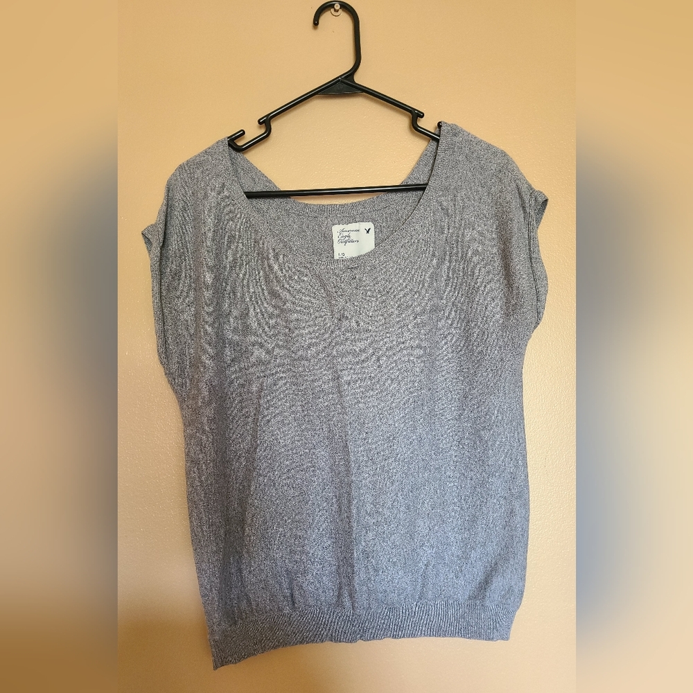 American Eagle Gray Sleeveless Cotton Top Womens Size Large
